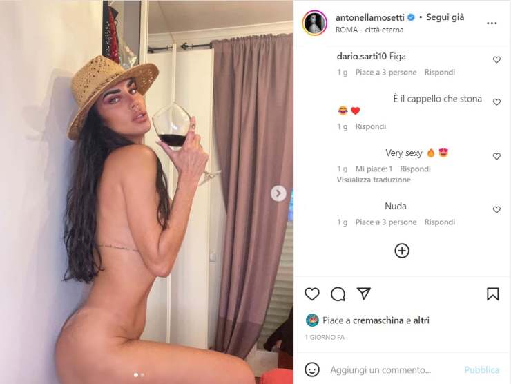 Antonella Mosetti nuda su Instagram (Instagram)