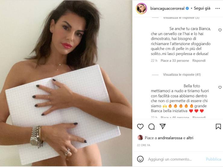Bianca Guaccero, il post che ha scatenato la polemica (Instagram)