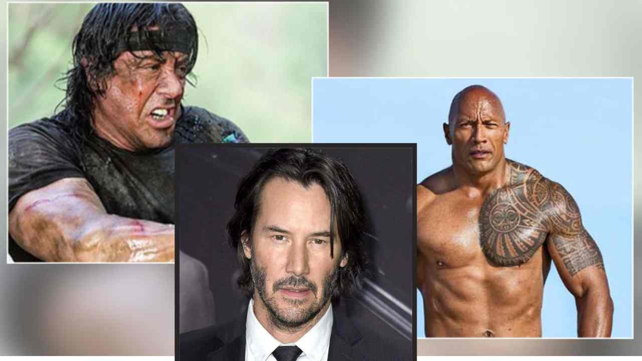 Sylvester Stallone, Keanu Reeves, The Rock (fonte Canva)