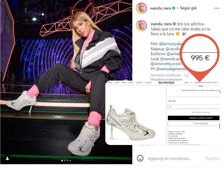 Wanda Nara, le sue scarpe da 995 € (Instagram) 