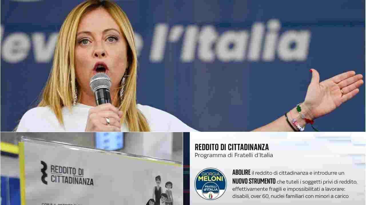 Giorgia Meloni vuole dimezzare il Reddito di cittadinanza (web source) 1.11.2022 crmag