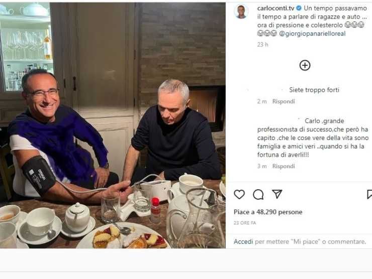 Giorgio Panariello misura la pressione a Carlo Conti (Instagram) 5.12.2022 crmag